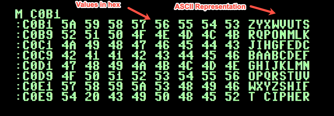I’m using the Monitor built into the Super Snapshot cartridge. Whatever monitor you use may display this differently. Read the documentation.