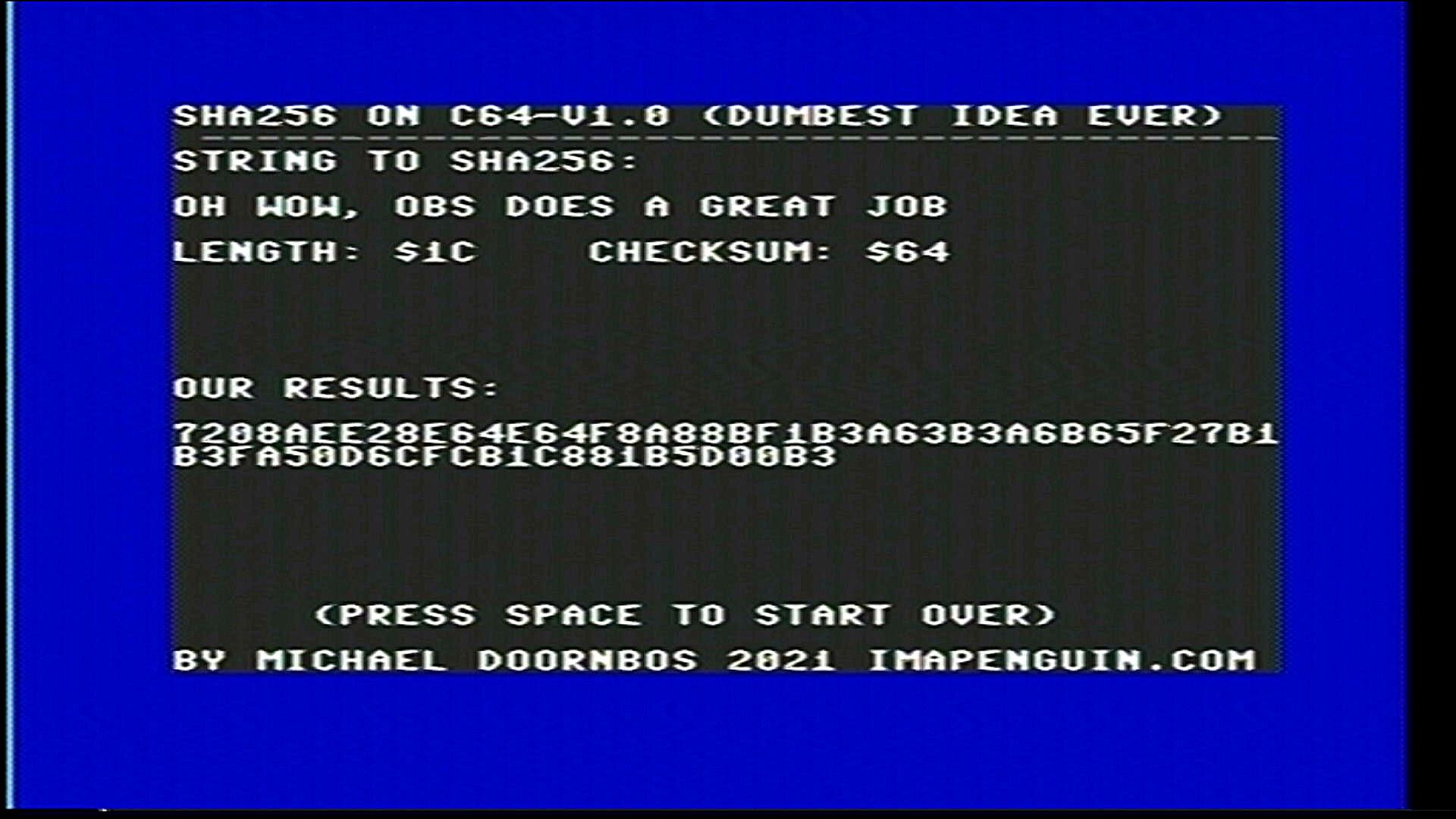 Original picture from my 64C PAL Machine. Muddy with jailbars, but I’ve gotten used to this over the years