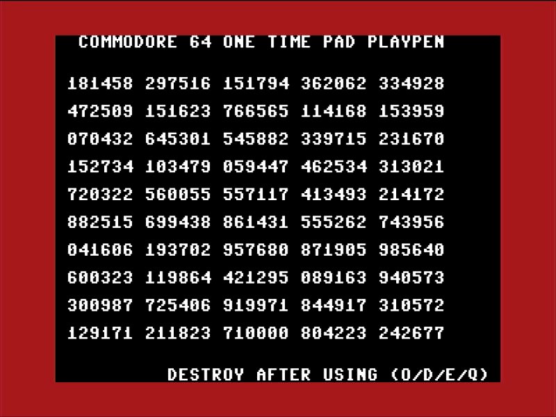 Making and breaking Ciphers on the Commodore 64 Part 11 - One time pads on a Commodore 64, probably a bad idea
