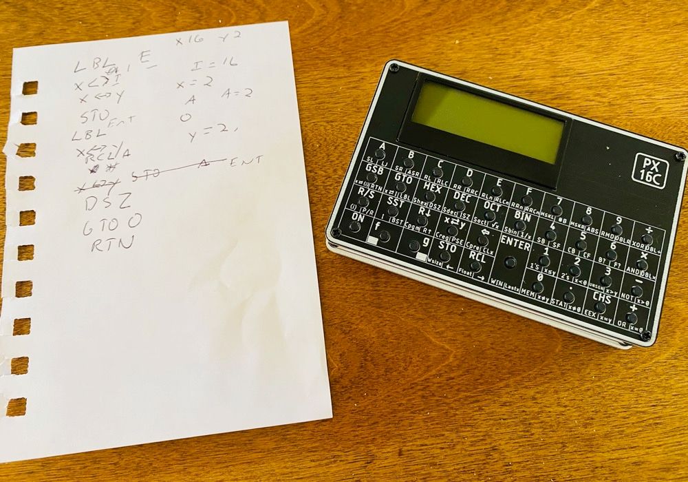 Simple exponents on an HP-16c