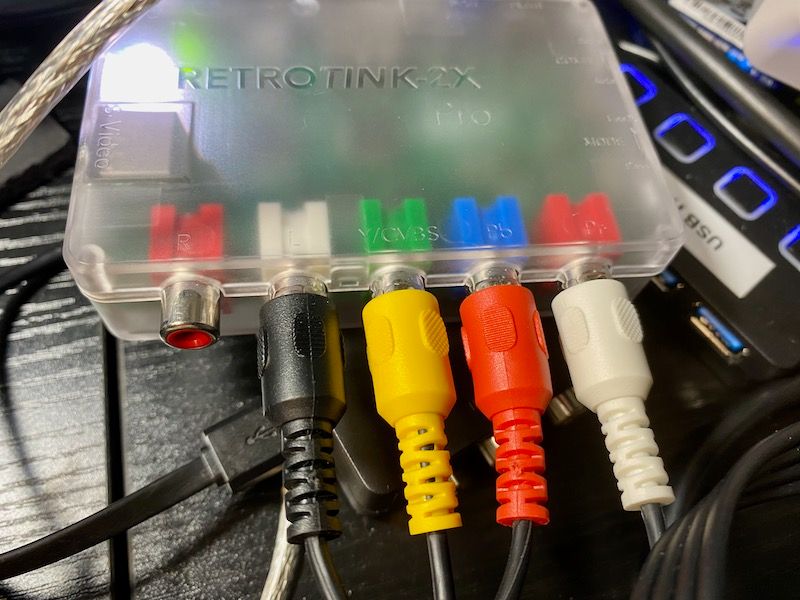 This is the cable order from a standard 4 wire RCA-5 Pin DIN connector. The white light on the Retrotink2 shows it’s in S-Video Mode