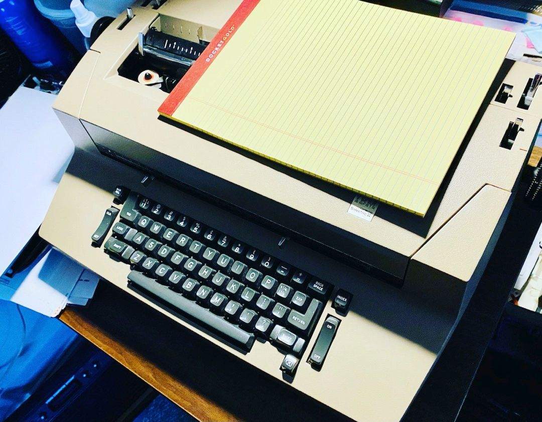 My Selectric II. This one even has correction built in—quite a lovely typing experience. Also, does this count as 8 bits or less? Asking for a friend.