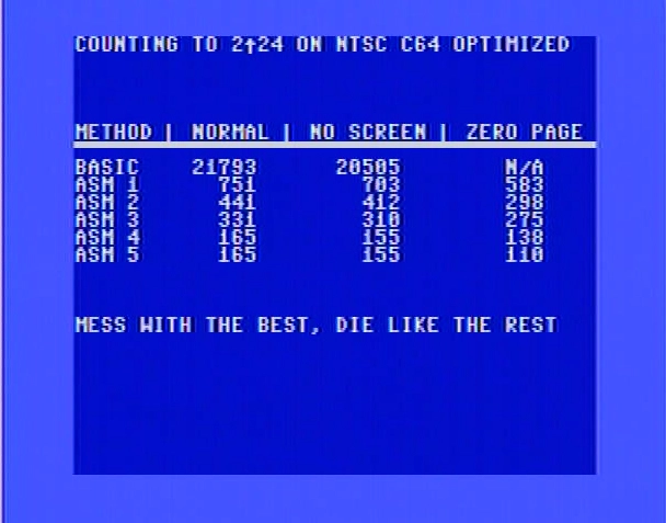 Machine Language: Count Faster on 6502