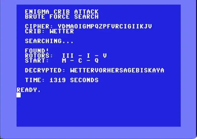 Breaking Enigma on the Commodore 64