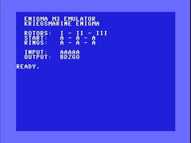 Enigma ring settings running in assembly on a C64