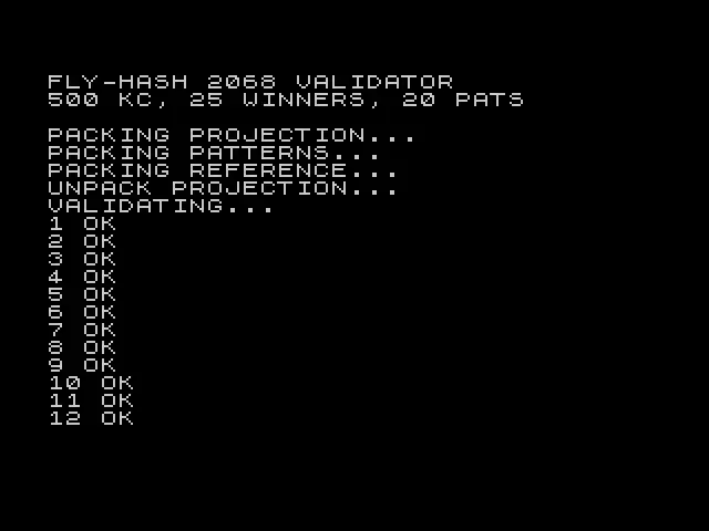 Timex 2068 chewing through the 20 patterns. Twelve in, eight to go. No scroll prompt thanks to POKE 23692,255.